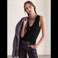 thumbnail image 4 of Camisetas Sin Mangas Acanaladas para Mujer, Camisetas de Verano Ajustadas con Cuello en V, Camisetas Casuales Básicas de Punto Sin Mangas Negro XL, 4 of 7