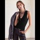 thumbnail image 4 of Camisetas Sin Mangas Acanaladas para Mujer, Camisetas de Verano Ajustadas con Cuello en V, Camisetas Casuales Básicas de Punto Sin Mangas Negro M, 4 of 7