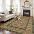 thumbnail image 2 of Large Area Rugs for Living Room Bedroom, Sage Green Boho 5'x8' Rug Washable Carpet Runner Indoor Outdoor, Vintage Ethnic Tribe Abstract Art Floral Non Slip Floor Mats Rug for Kitchen, Bathroom, 2 of 8