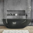thumbnail image 4 of Rainlex 67" Freestanding Soaking Solid Surface Bathtub in Translucent Black, 4 of 12