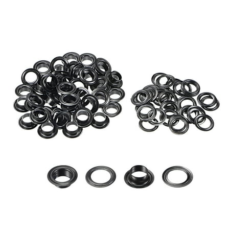

50 Set 10.5mm Hole Copper Grommets Eyelets Black for Fabric Leather Canvas Clothing