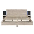 thumbnail image 4 of Duxelifin King Visual Floating Bed with LED Lights, Wooden Platform Bed Frame with Bedside Nightstand, Natural, 4 of 6