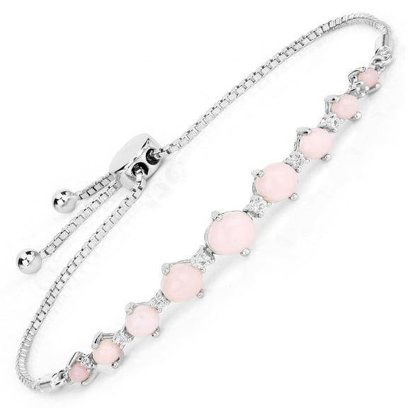 Genuine 925 Sterling Silver Pink Opal Bracelet