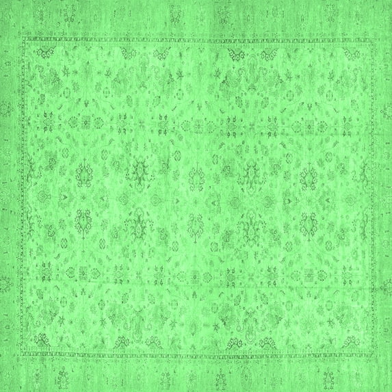 Ahgly Company Indoor Square Oriental Emerald Green Traditional Area Rugs, 7' Square