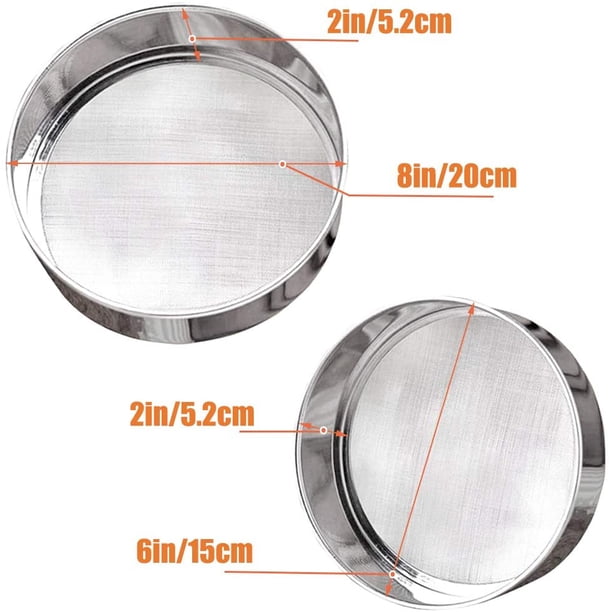 Set De 4 Tamices De Acero Inoxidable Para Harina - Mallas 40 Y 60, Tamaños 12cm A 20cm | Ideal Para Repostería, Filtrar Y Cocinar