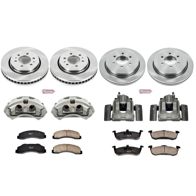 PowerStop Front and Rear Stock Replacement Brake Pad and Rotor Kit with Calipers Fits: FORD LINCOLN Select Models KCOE5577