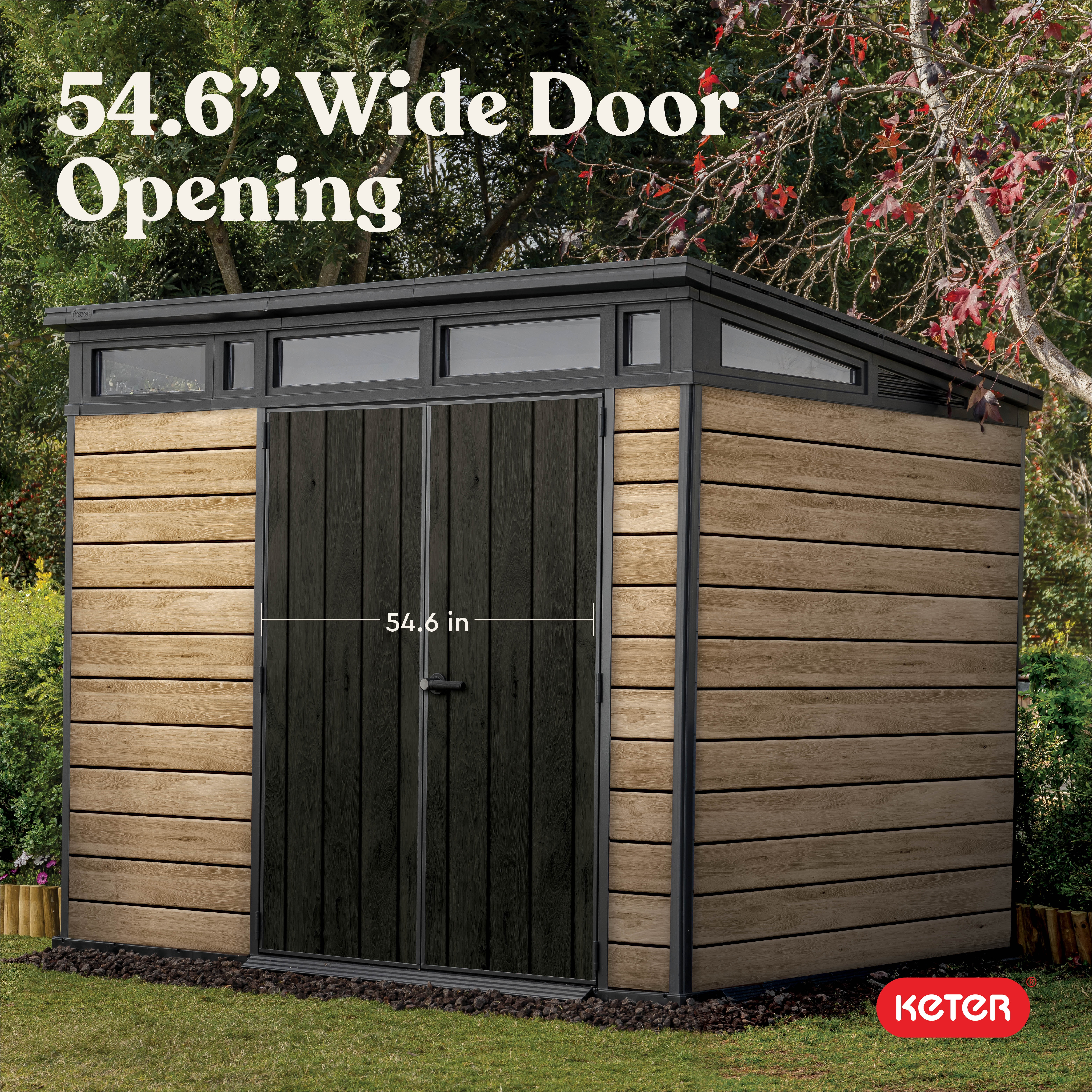 Keter Signature 9x7 ft. Durable Resin Outdoor Storage Shed With Heavy Duty Floor and Locking Door, Ashwood