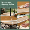 thumbnail image 5 of Round Outdoor Tablecloth with Umbrella Hole and Zipper, Farmhouse Burnt Orange Striped Tablecloth with Elastic Waterproof, Modern Minimalist Stripes Patio Table Covers for 45" - 54" Pool Tables, 5 of 9