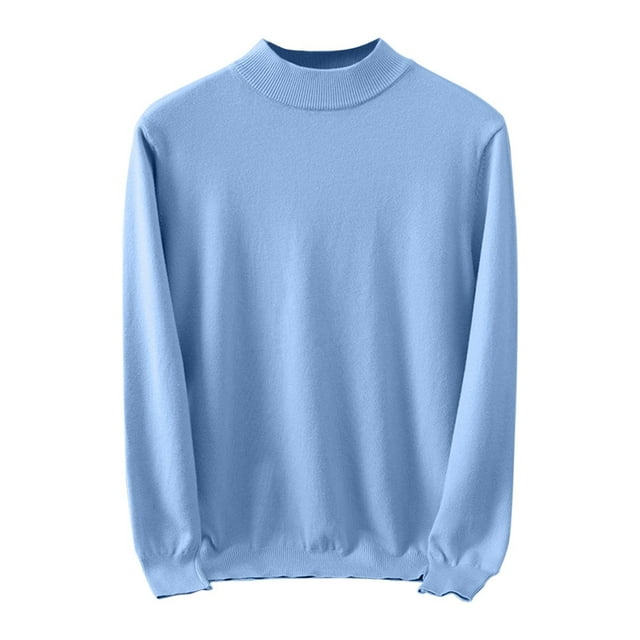 hotojiny Mens Mock Neck T Shirts Pullover Winter Warm Undershirt Lightweight Solid Color Long Sleeve Basic Sweaters Fall Tops