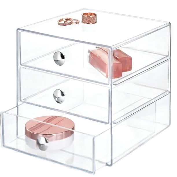 Caja organizadora de maquillaje AJIODA con 3 cajones acrílicos