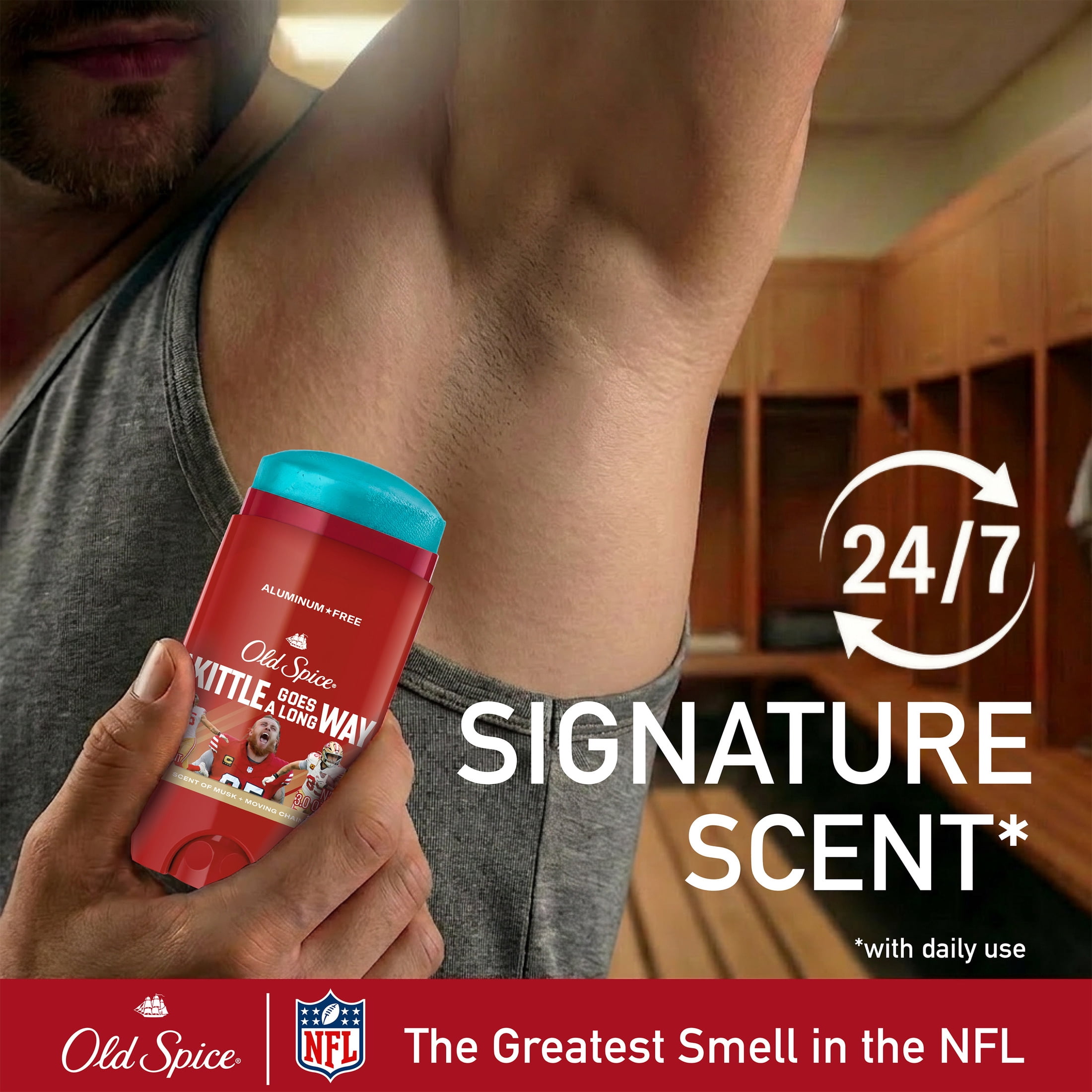 Old Spice Deodorant for Men, Aluminum Free, NFL Collection, George Kittle, Scent of Musk + Moving Chains, 3.0 oz