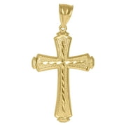 10kt Gold DC Mens Cross Ht:54.6mm x W:28.3mm Religious Charm Pendant