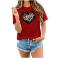 thumbnail image 2 of Meichang Hauts pour Femmes Chemise Tendance de la Saint-Valentin Imprimé Cœur Mignon T-Shirts de Vacances Manches Courtes Col Rond Blouses, 2 of 7