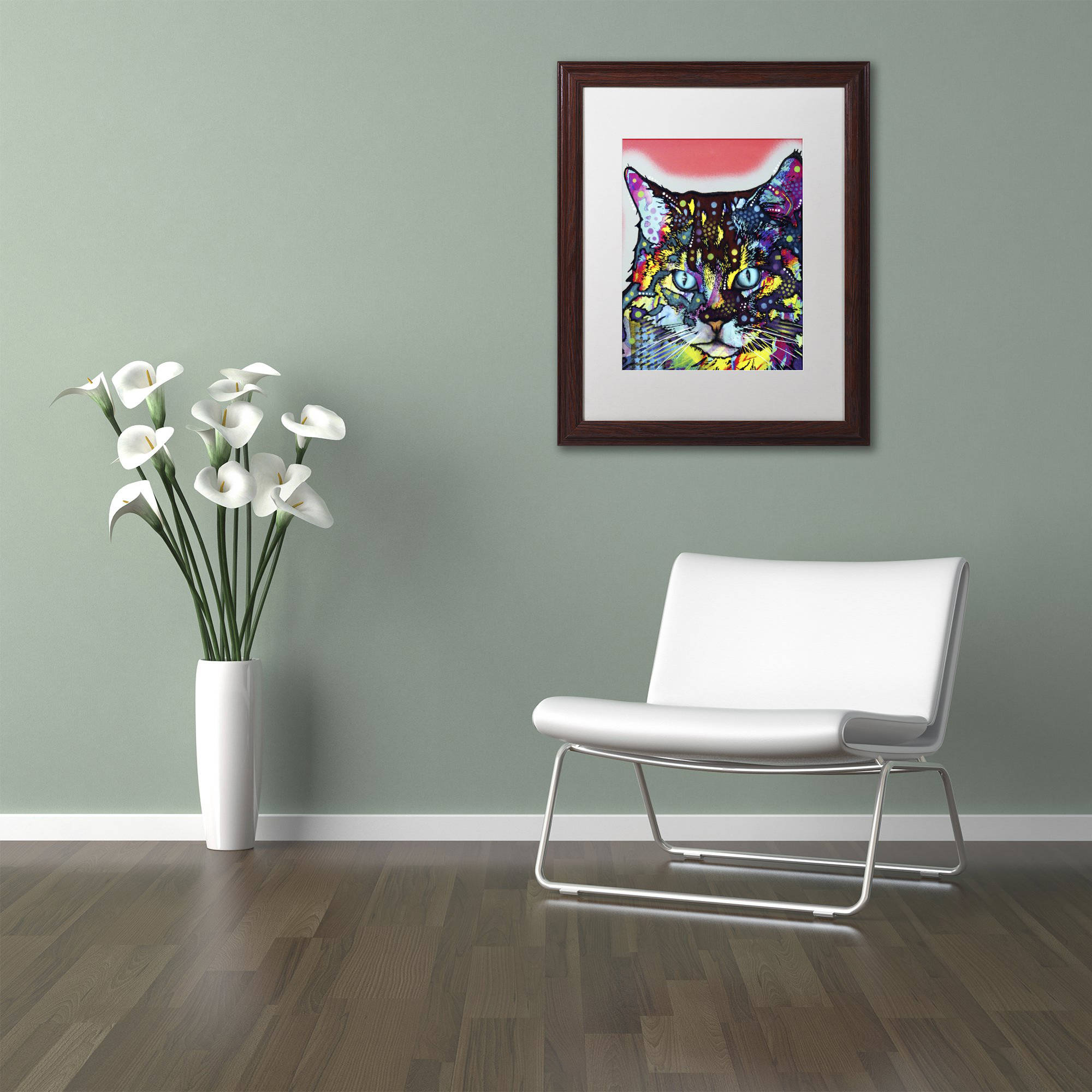 Trademark Fine Art "Maine Coon" Canvas Art by Dean Russo, White Matte, Wood Frame