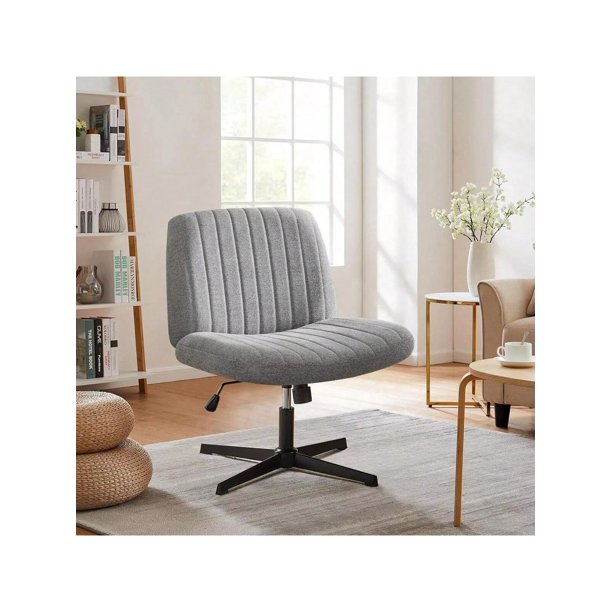 Silla Ergonómica de Oficina sin Brazos, Gris, Altura Ajustable (79-92 cm), Respaldo Reclinable 20°, Giro 260°, Asiento Acolchado (65x52 cm), Base Metálica Negra (136 kg), para Hogar y Escritorio