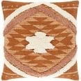 thumbnail image 2 of Hauteloom Shepardsville Decorative Throw Pillow Cover with Down Goose Feather Insert - Sofa Couch Cushion Pillow - Boho Farmhouse Lumbar Pillow - Cover%100 Cotton - Orange, Beige - 18" x 18", 2 of 4