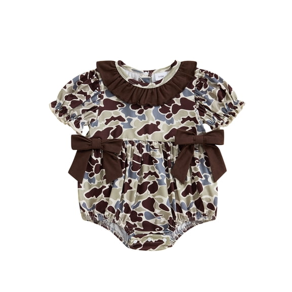 BemeyourBBs Baby Girl Romper Short Sleeve Round Neck Camouflage Print Bodysuit