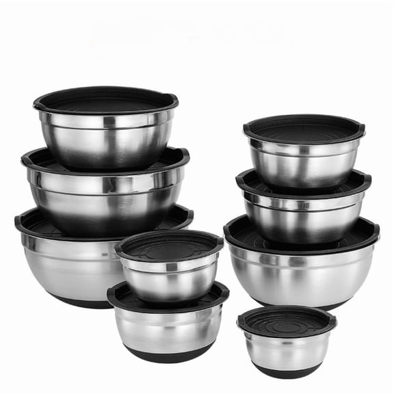 Salad Bowl Mixing Bowls with Lids and Non Slip Bases Stainless Steel Mixing Bowls Set for Baking Nesting Storage Bowls