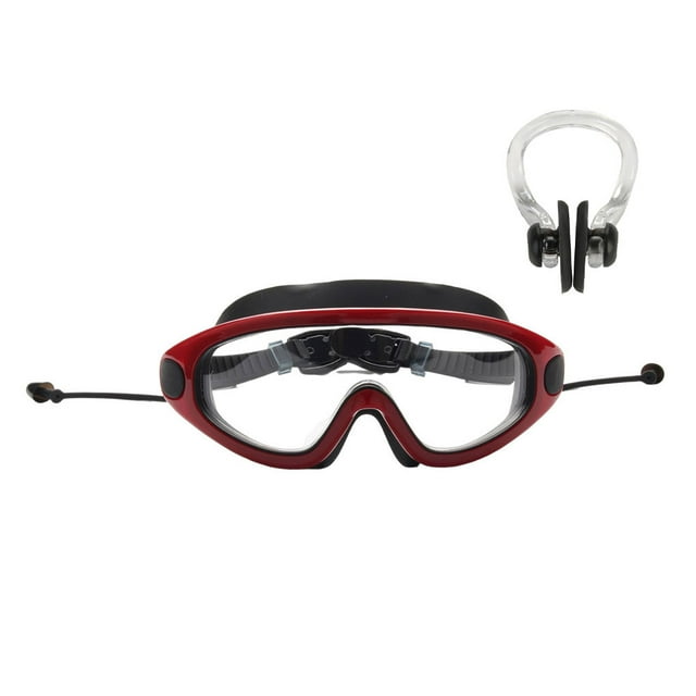 Advancent Gafas de natación para niños con tapones para las orejas, gafas impermeables para piscina para niños y niñas, accesorios para gafas Deportes acuáticos Tipo 2 Negro Rojo