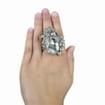 thumbnail image 2 of Women's Teardrop Stone Studs Fashion Stretch Ring, Viny Clear/Silver-Tone, 2 of 3