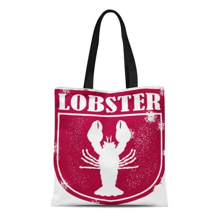 SIDONKU Canvas Tote Bag Maine Vintage Lobster Graphic Roll Rubber Seafood Stamp Badge Durable Reusable Shopping Shoulder Grocery