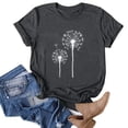 thumbnail image 2 of Gibobby Blusa de Trabajo de Manga Corta Mujeres Casual Diente León Impresión Manga Corta Cuello Redondo Camiseta Suelta Blusa Tops(Gris oscuro,CH), 2 of 4
