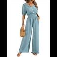 thumbnail image 3 of Mono de Mujer de Corta con Cuello en V, Elegante, Informal, con Pierna y Pantalones. Azul S, 3 of 10