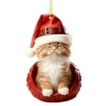 thumbnail image 2 of Santa-Hat Cute Cats Series Acrylic Ornaments Festive Felines Hanging Decoration For Christmas Trees, 2 of 6