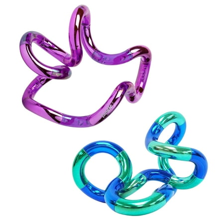 Tangle Palm Metallic 2-Pack Aqua Blue and Plum Purple - Big Tangle for Hands - Desk Toy for Adults Boys Girls C30