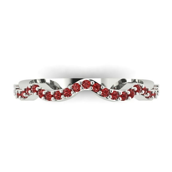 0.23 ctw Wedding Band for Women - 18K White Gold Natural Garnet Stackable Eternity Ring
