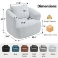 thumbnail image 2 of SEENYOO 37.40" Lounge Sofa, Sectional Sofas for Living Room, 360° Swivel Round Accent Chair with Soft Pillow, High-Resilience Sponge Teddy Fleece Single Sofa, No Assembly Required, White, 2 of 12