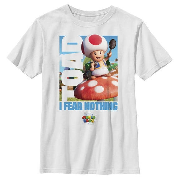Boy's The Super Mario Bros. Movie Toad I Fear Nothing Graphic Tee White Medium