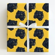 Black Panther Head Pattern Yellow Gift Wrapping Paper