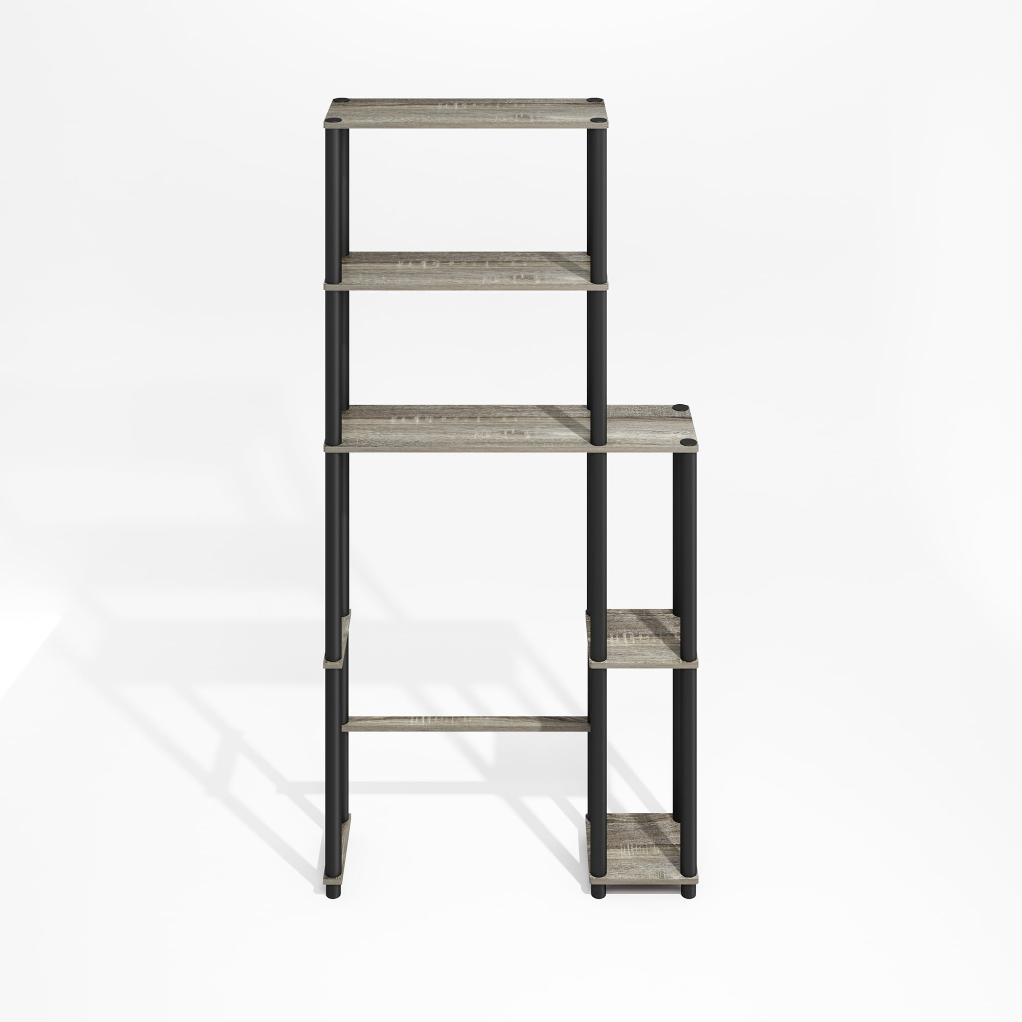 Furinno Turn-N-Tube Freestanding Over-The-Toilet Bathroom Shelves, Storage Rack with 5 Shelves, Grey Oak/Black