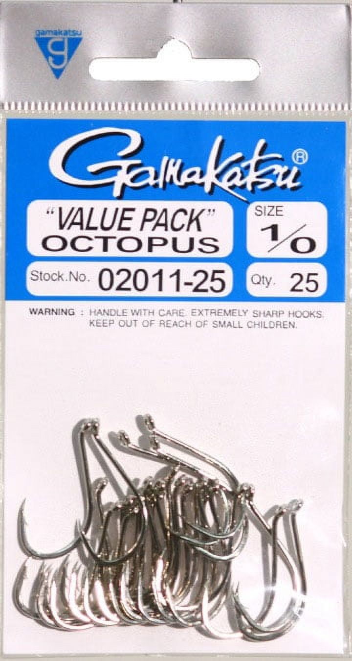 GAMAKATSU Octopus Hooks NS Black Value Pack 25Pk Sizes 1 - 2 - 4 - 6 - 8  Small
