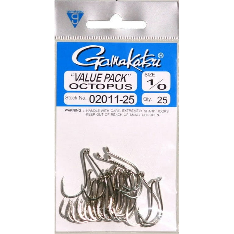 Gamakatsu 25 Pack Octopus Hook (Nickel, 1/0)