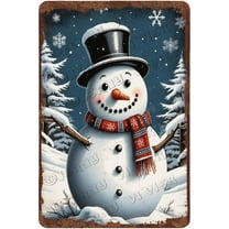 Winter Snowman Creative Aluminum Sign Rustic Farmhouse Decor Christmas Party Decorative Outdoor Christmas Yard Sign Shabby Chic Country Xmas Wall Decor 12x8 inches