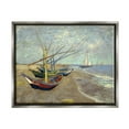 thumbnail image 2 of Stupell Industries Fishing Boats on Beach Saintes Maries Vincent van Gogh Painting Painting Luster Gray Floating Framed Canvas Print Wall Art, Design by one1000paintings, 2 of 5