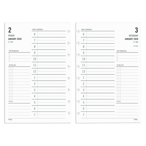 2026 TUL® Discbound Daily Planner Refill Pages, Junior Size, January To December