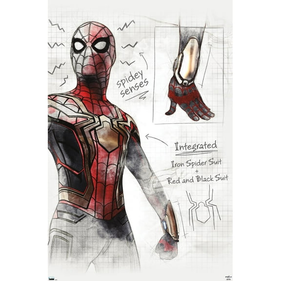 Marvel Spider-Man: No Way Home - Sketches 22.37" x 34" Poster, by Trends International