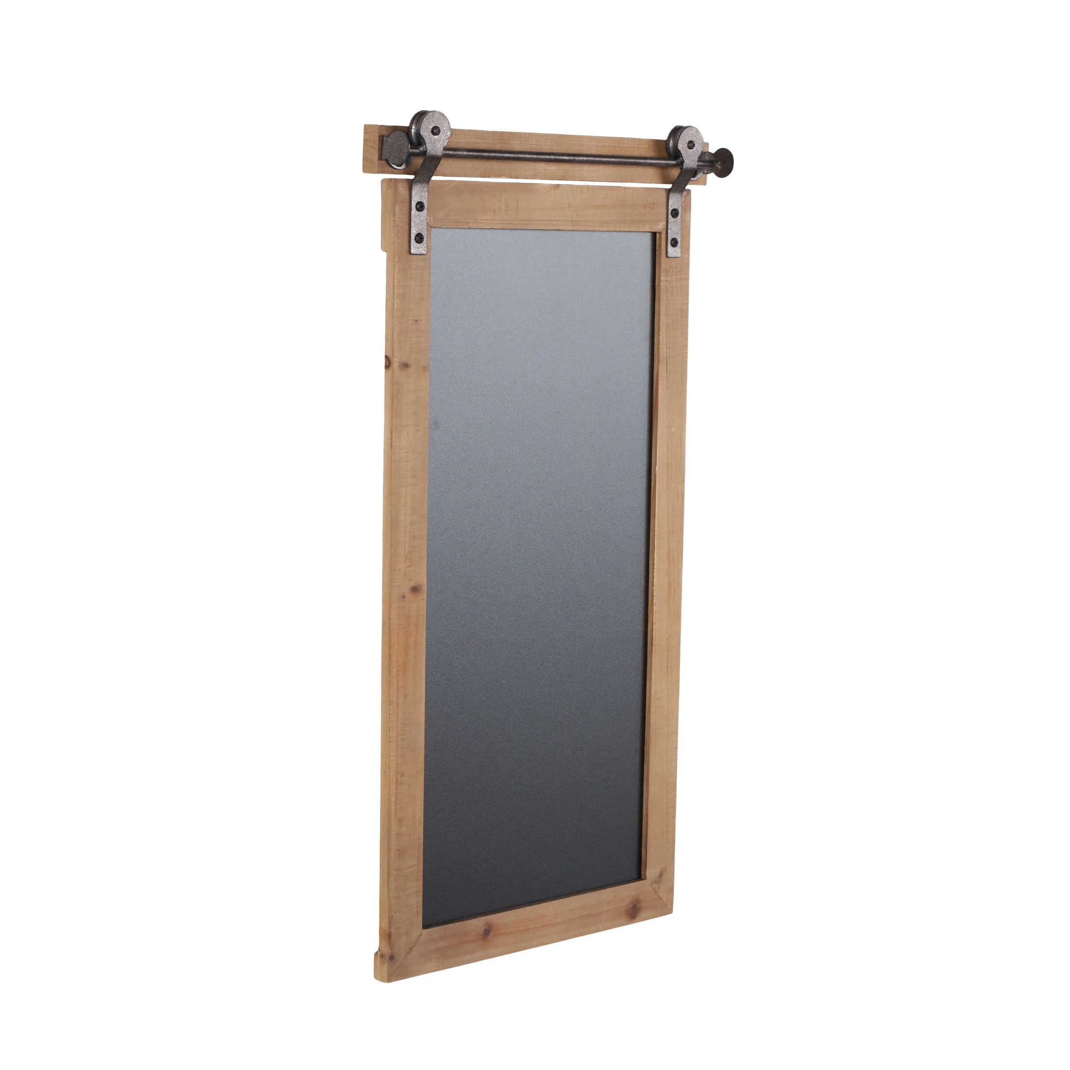 DecMode Brown Wood Chalkboard Sign Wall Decor with Barn Door Inspired Top