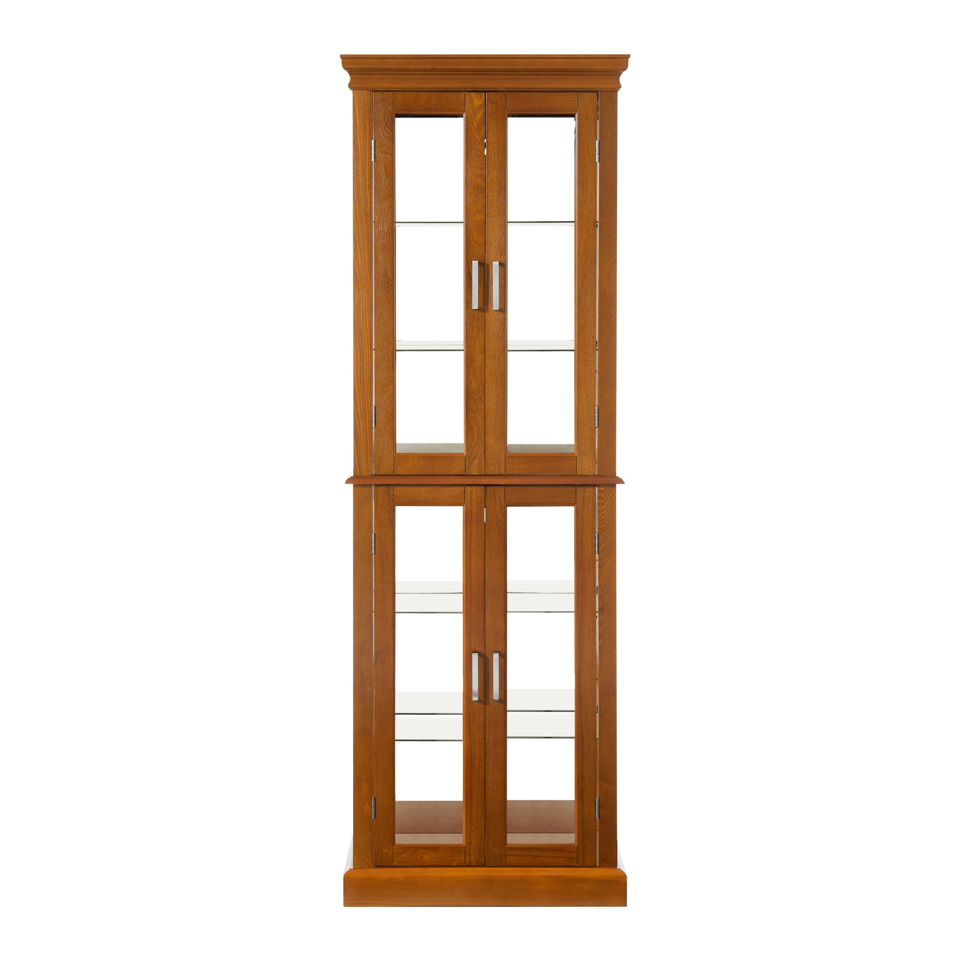 Miniyam Curio Display Cabinet with Adjustable Glass Shelves, Light, Oak