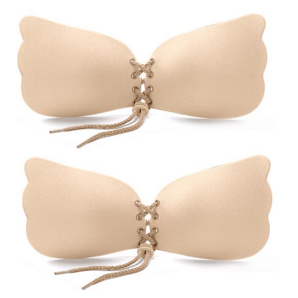 2 Pack Push Up Sticky Bra for Women, Reusable Invisible Bra Backless Strapless Bra Adhesive Bra