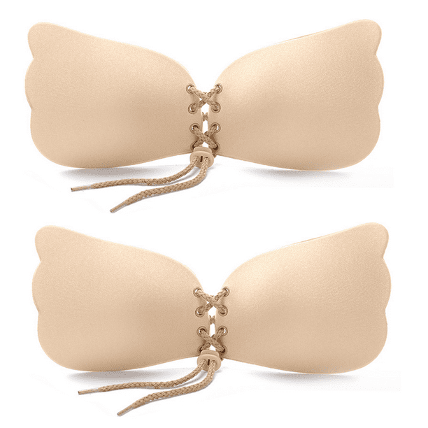 2 Pack Push Up Sticky Bra for Women, Reusable Invisible Bra Backless Strapless  Bra Adhesive Bra 