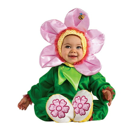 Infant Girls Flower Costume Pink Pansy Baby Jumpsuit Headpiece & Booties
