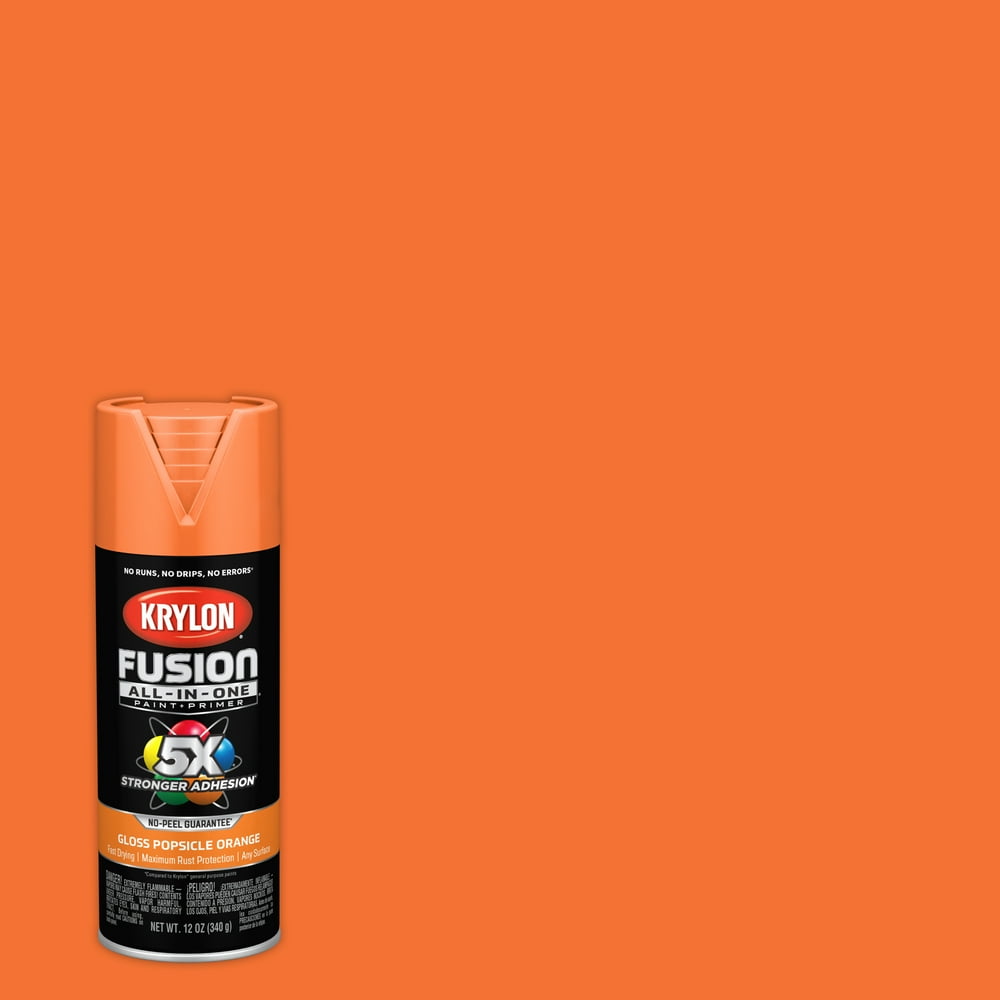 Krylon Fusion AllInOne Spray Paint, Gloss, Popsicle Orange, 12 oz
