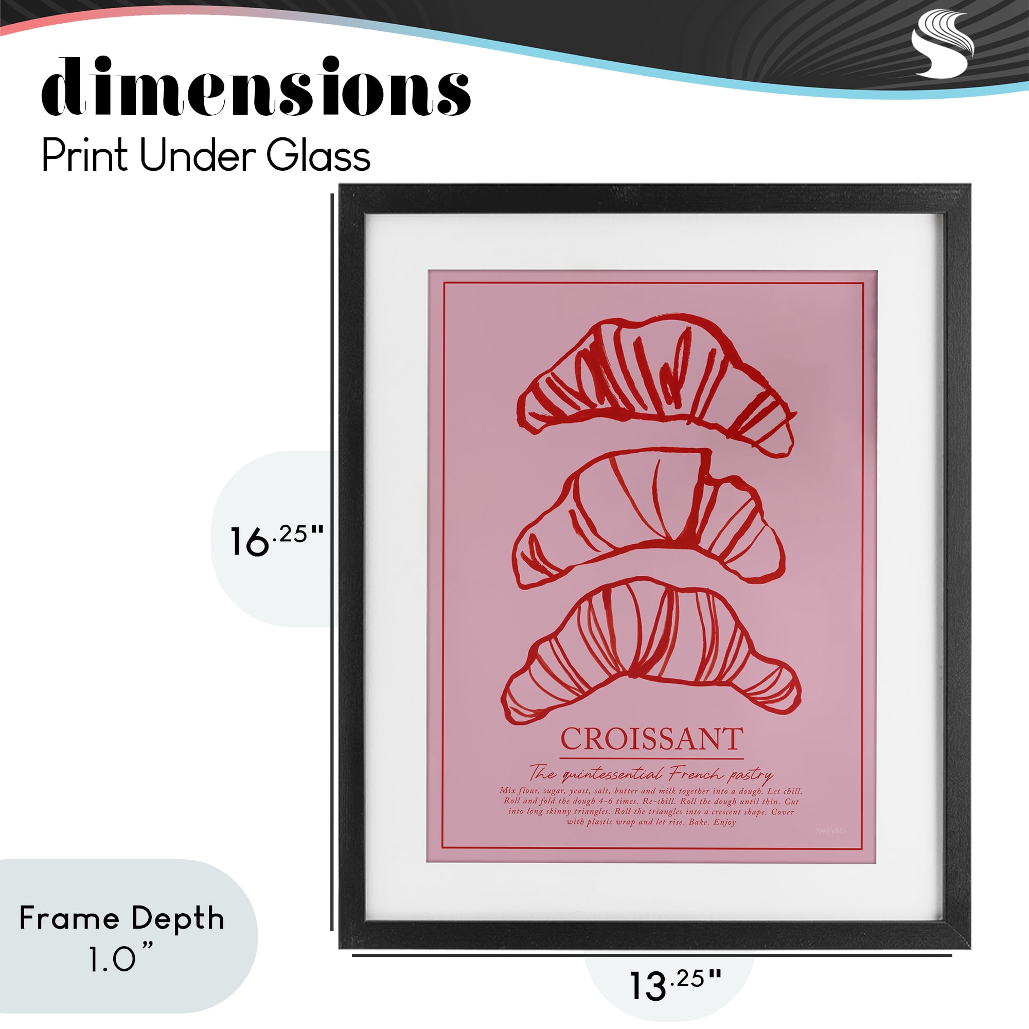 Stupell Industries Croissant Breakfast Pastry Black Framed Print Under Glass, design by Jenaya Jackson