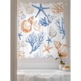 thumbnail image 3 of Sheer Curtains 63 Inch Length 2 Panels Set for Bedroom, Coastal Coral Semi Sheer Curtains for Windows, Starfish Shell Ocean Marine Life Blue Voile Window Treatments Rod Pocket Curtain, 3 of 7