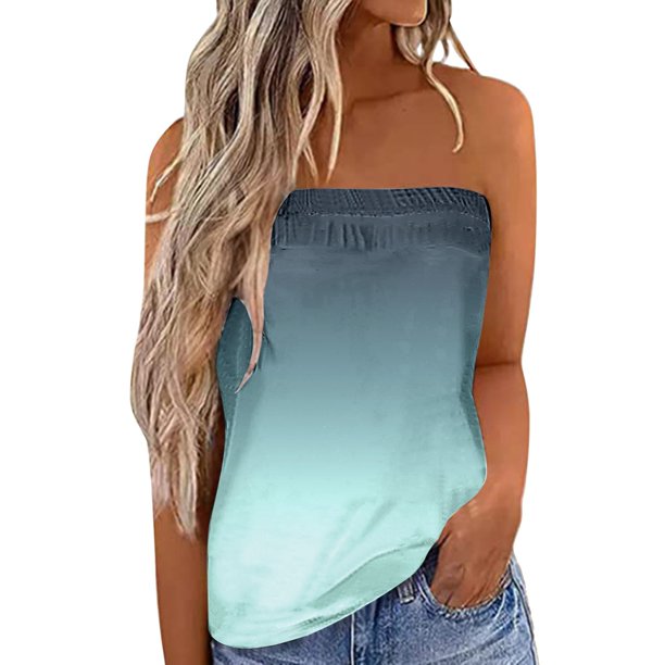 Recortada camisetas sin mangas para las mujeres Mujeres adecuado Color a juego sin tirantes Bandeau sin mangas verano vacaciones suelta vacaciones Top camisa blusa mujeres Top (Mint Green, XL)