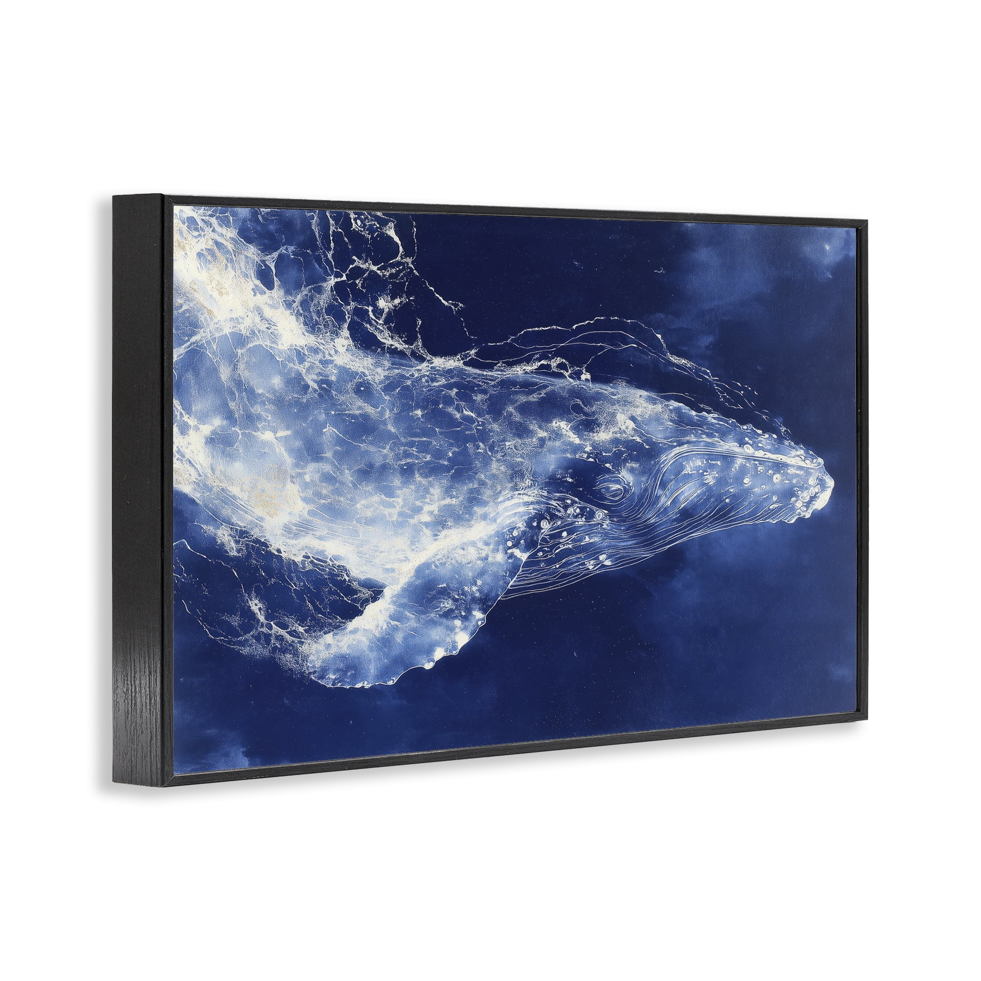 Stupell Industries Whale in Motion Black Framed Giclee Art, design by Chromatic Storm Studio